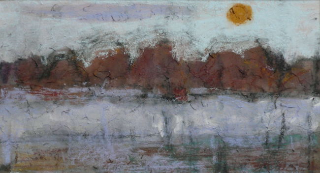Landschap, 35 x 19 cm, gouache en krijt, 2019