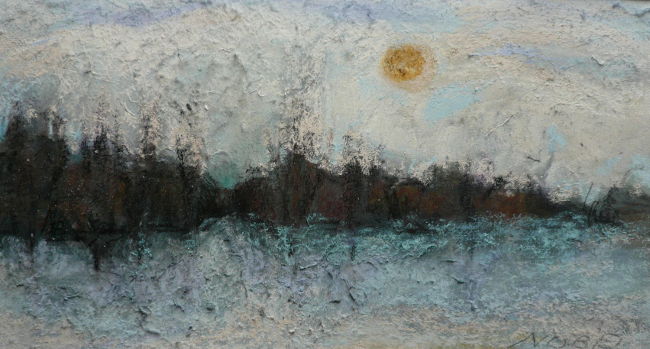 Winter, 19 x 34,5 cm, gouache en krijt, 2019