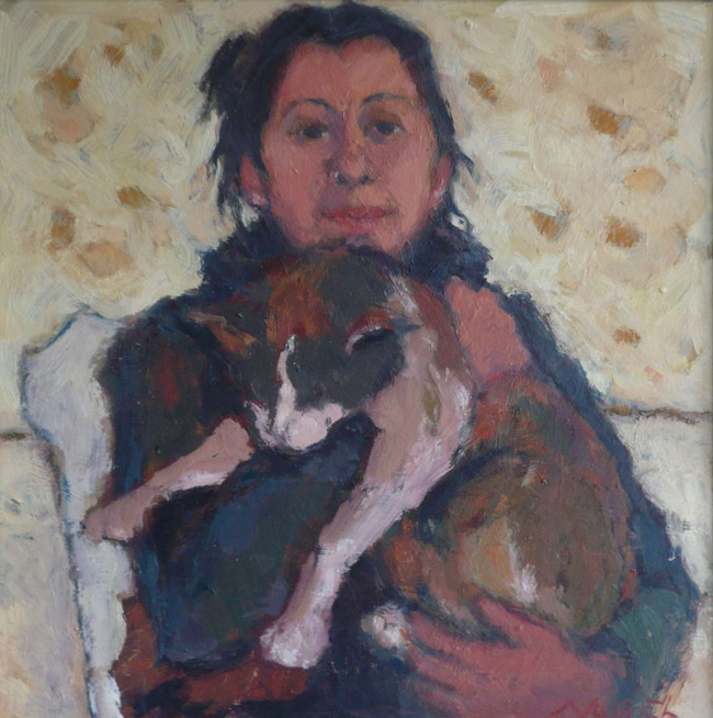 Andrea met Julie 1, 50 x 50 cm, olieverf, 2021